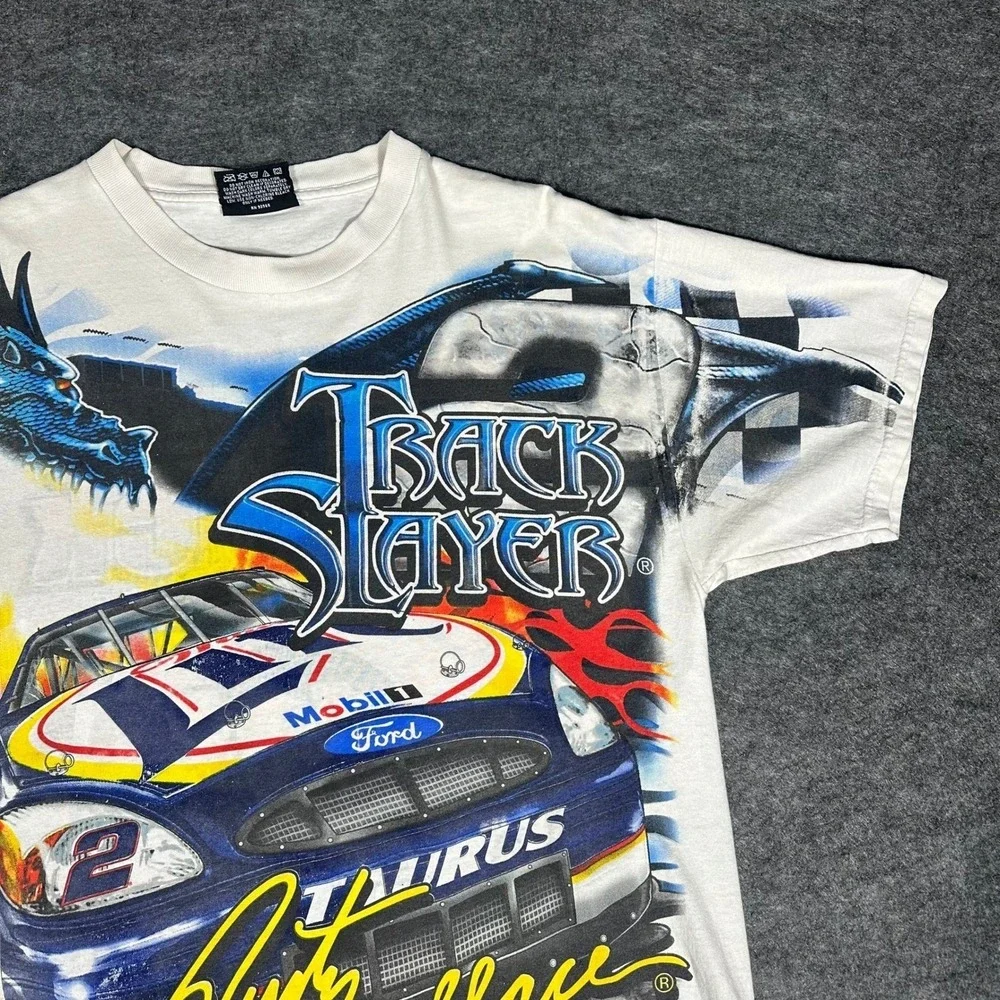 Rare VTG 90s Rusty Wallace Nascar Dragon All Over Print T‎ Shirt Medium Chase